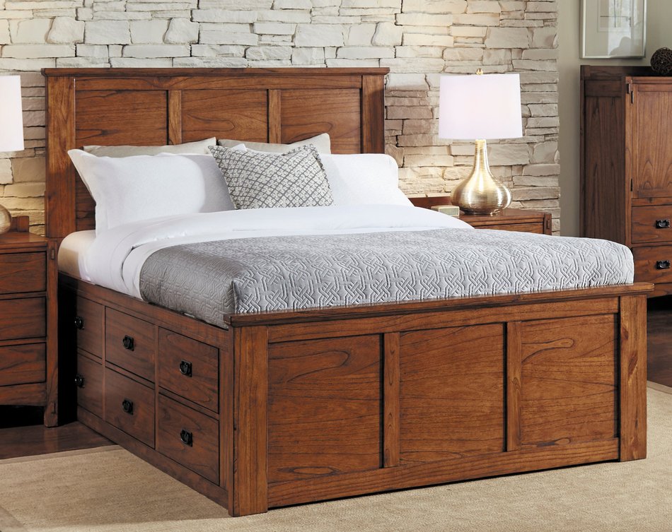 Mission Hill Queen Nine Drawer Storage Bed