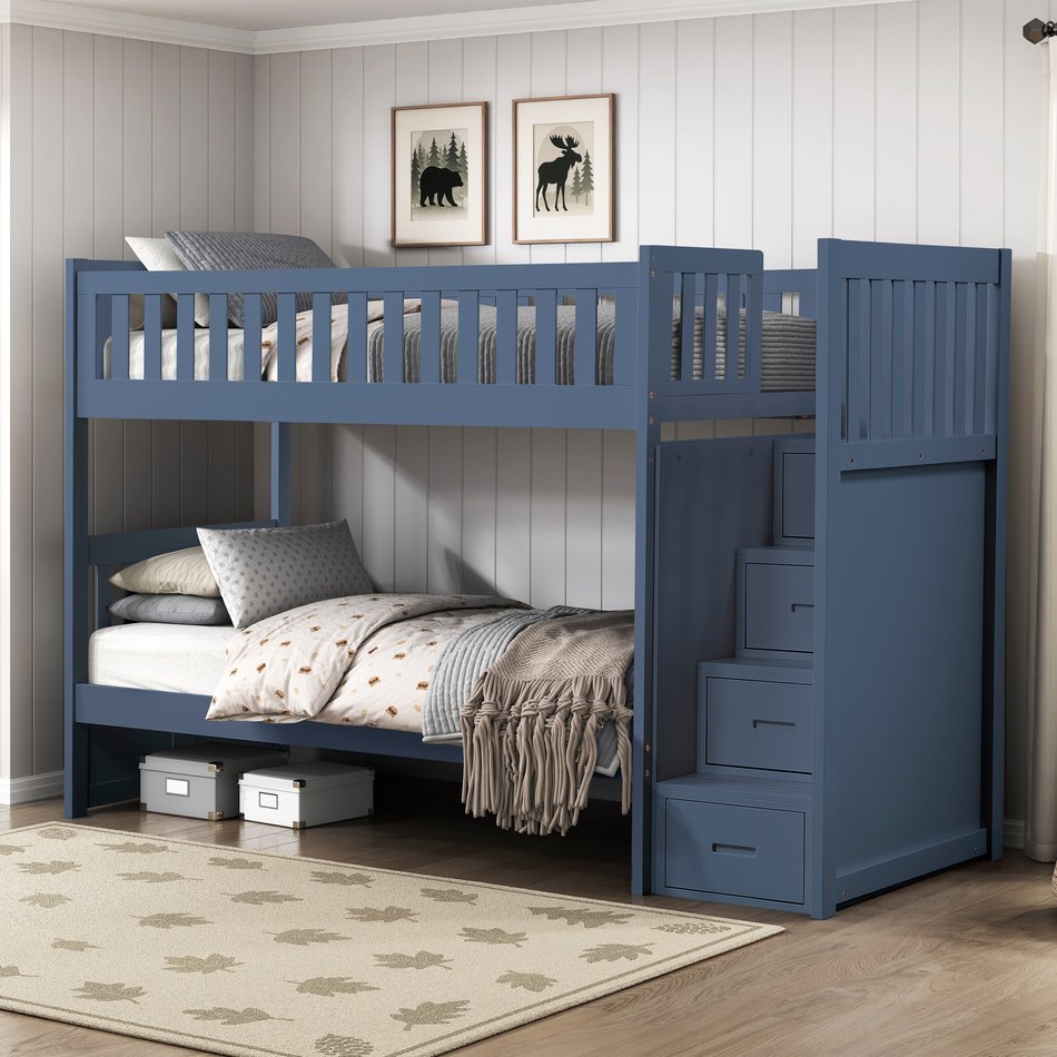 Colors Twin Over Twin Step Bunk Bed