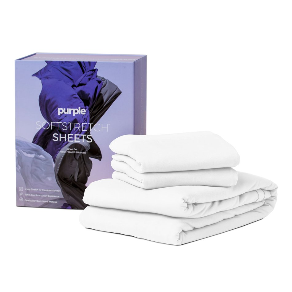 Purple Deep Pocket SoftStretch True Twin / Twin XL Twin/Twin Xl White Sheets Sheet Set
