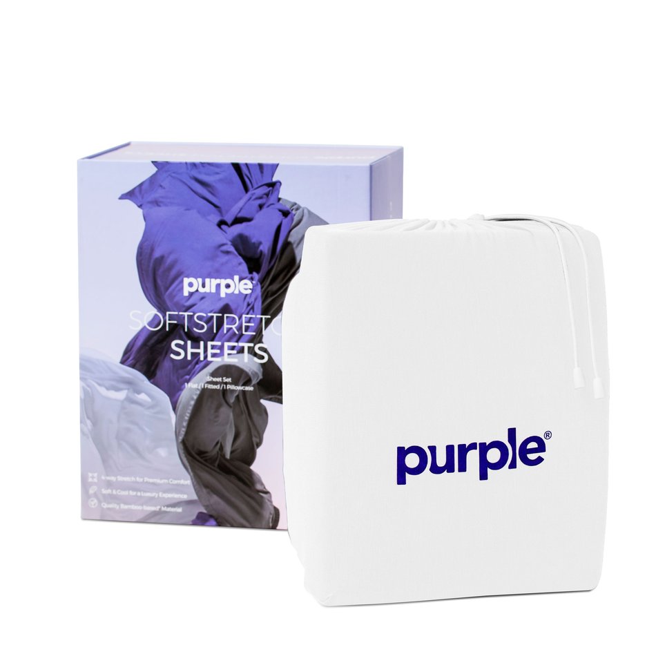 Purple Deep Pocket SoftStretch True King / California King King /Cal King White Sheets Sheet Set