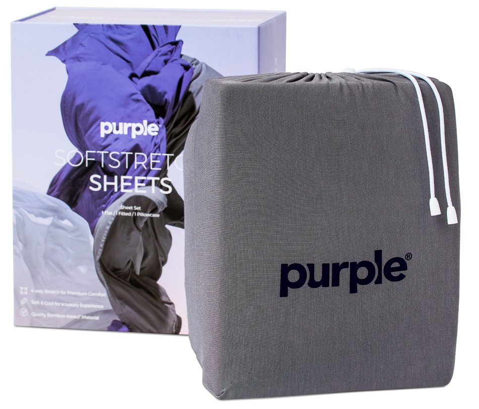 Purple SoftStretch Twin / Twin XL T/Txl.Stormy Grey Sheet Set