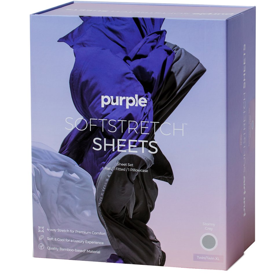 Purple SoftStretch Full Stormy Grey Sheet Set