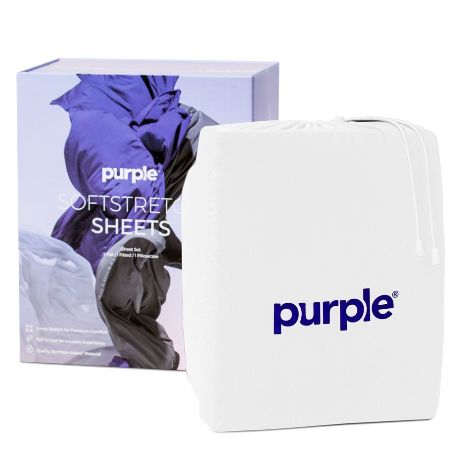 Purple SoftStretch King / California King King/Cal King True White Sheet Set